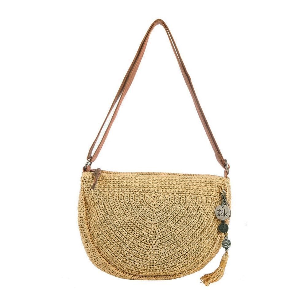 New! THE Sak Ryder Crochet Crescent Crossbody Bag Hobo Hand-Crocheted Bamboo Tan - Picture 2 of 8